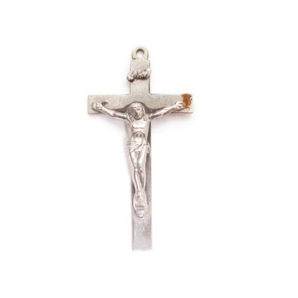 Silver Plated 2" Crucifix‎ Cross Pendant